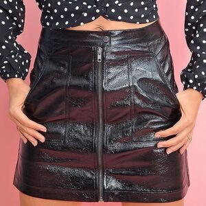 MinkPink Coyote Faux Leather Black Mini Skirt